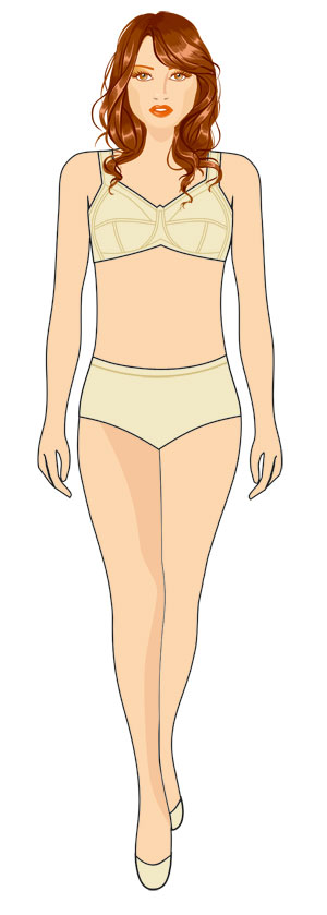 Triunghi inversat tip figură feminină.